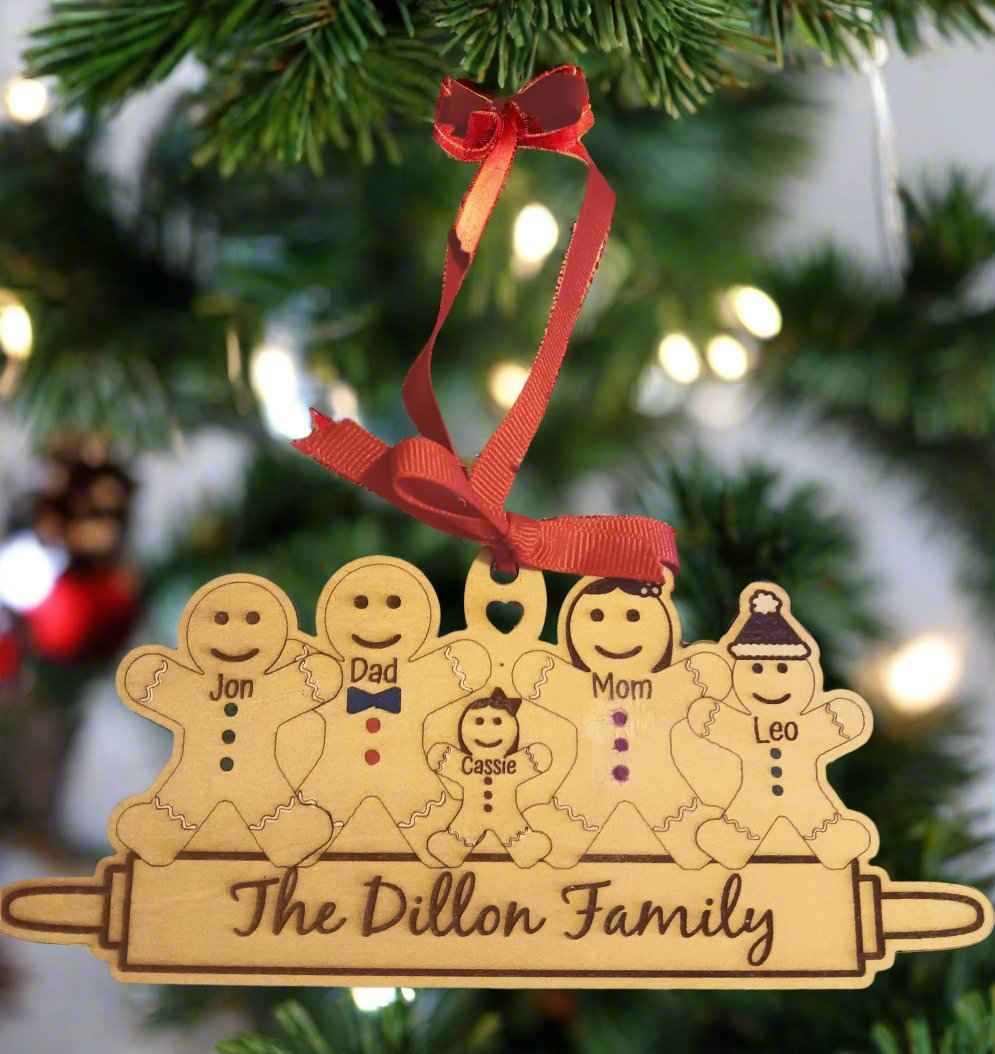 Custom Engraved Gingerbread Ornament - Personalized Family Keepsake