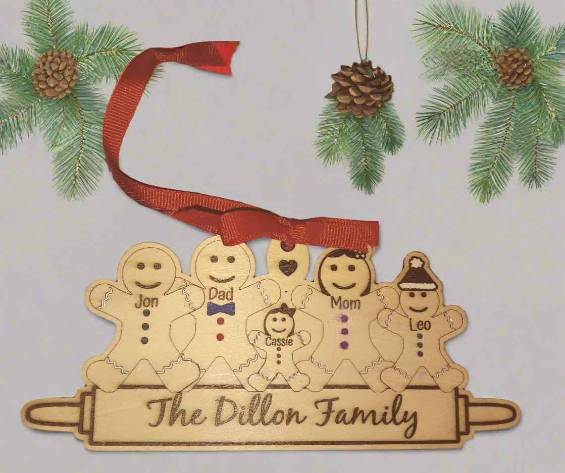 Custom Engraved Gingerbread Ornament - Personalized Family Keepsake