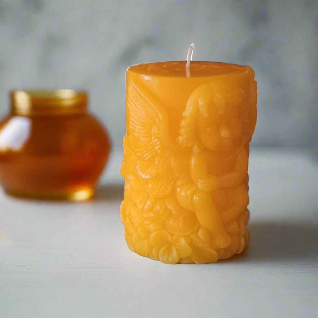 100% Beeswax Pillar Candle 11oz.