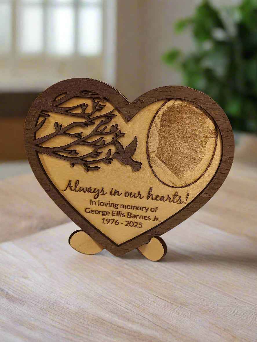 Family wood heart memorial