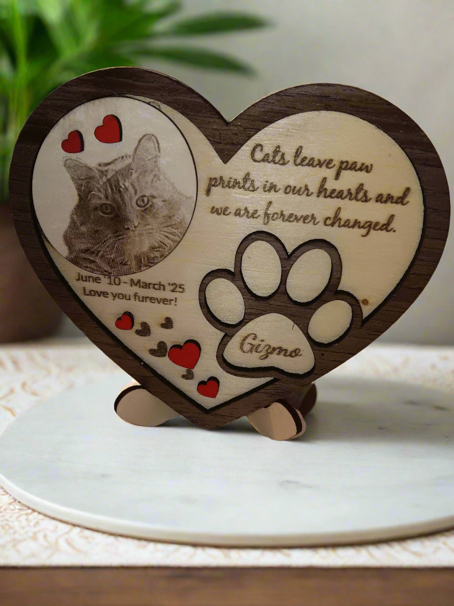 Pet Memorial Heart with Stand - Upload Your Pet's Picture