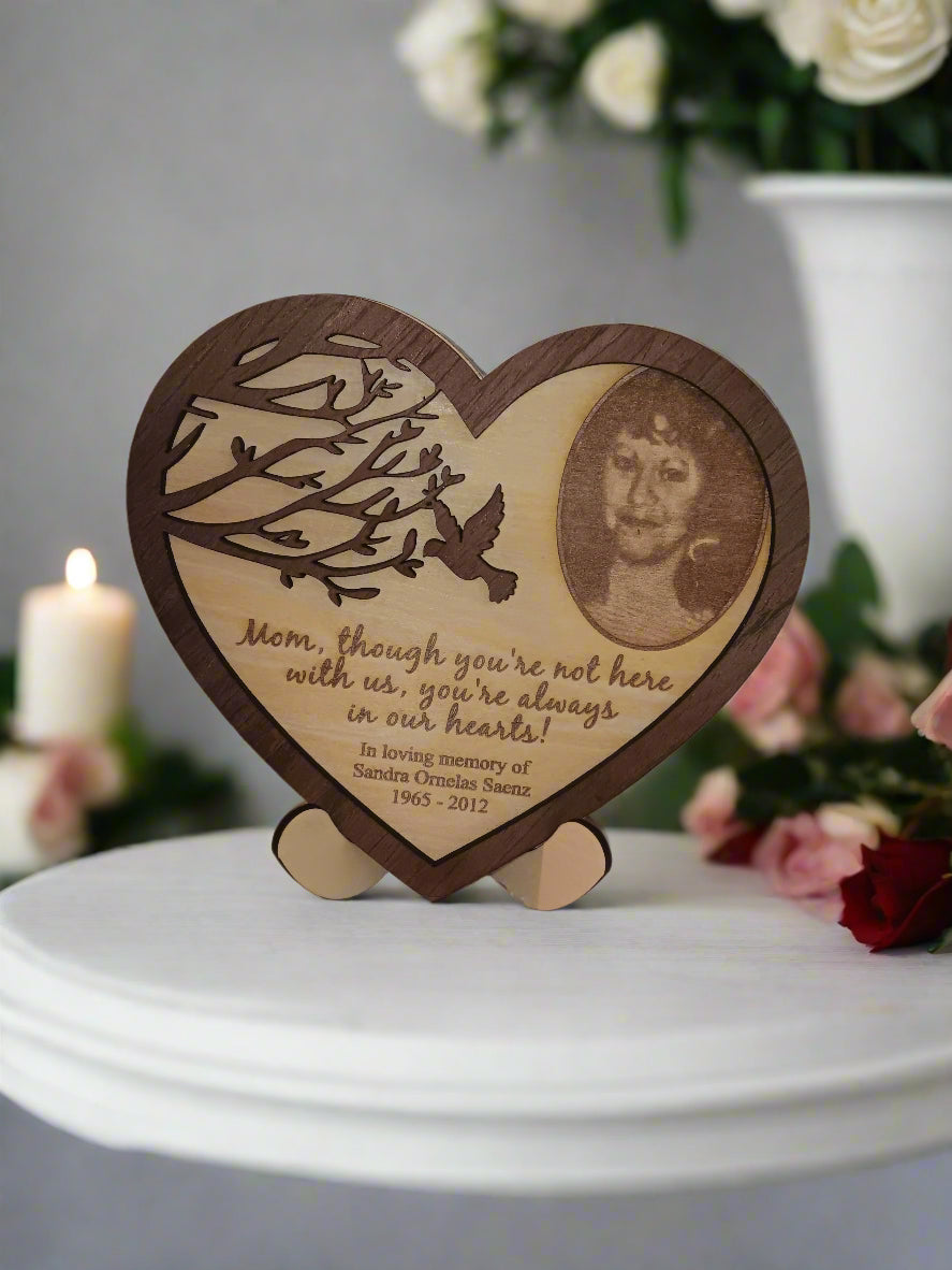 Family wood heart memorial