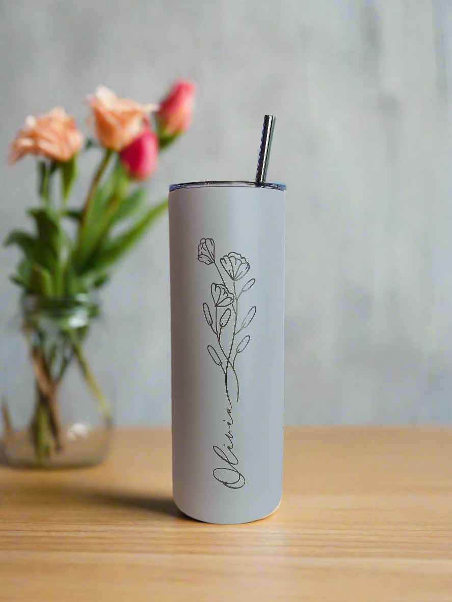 Flower and name tumbler