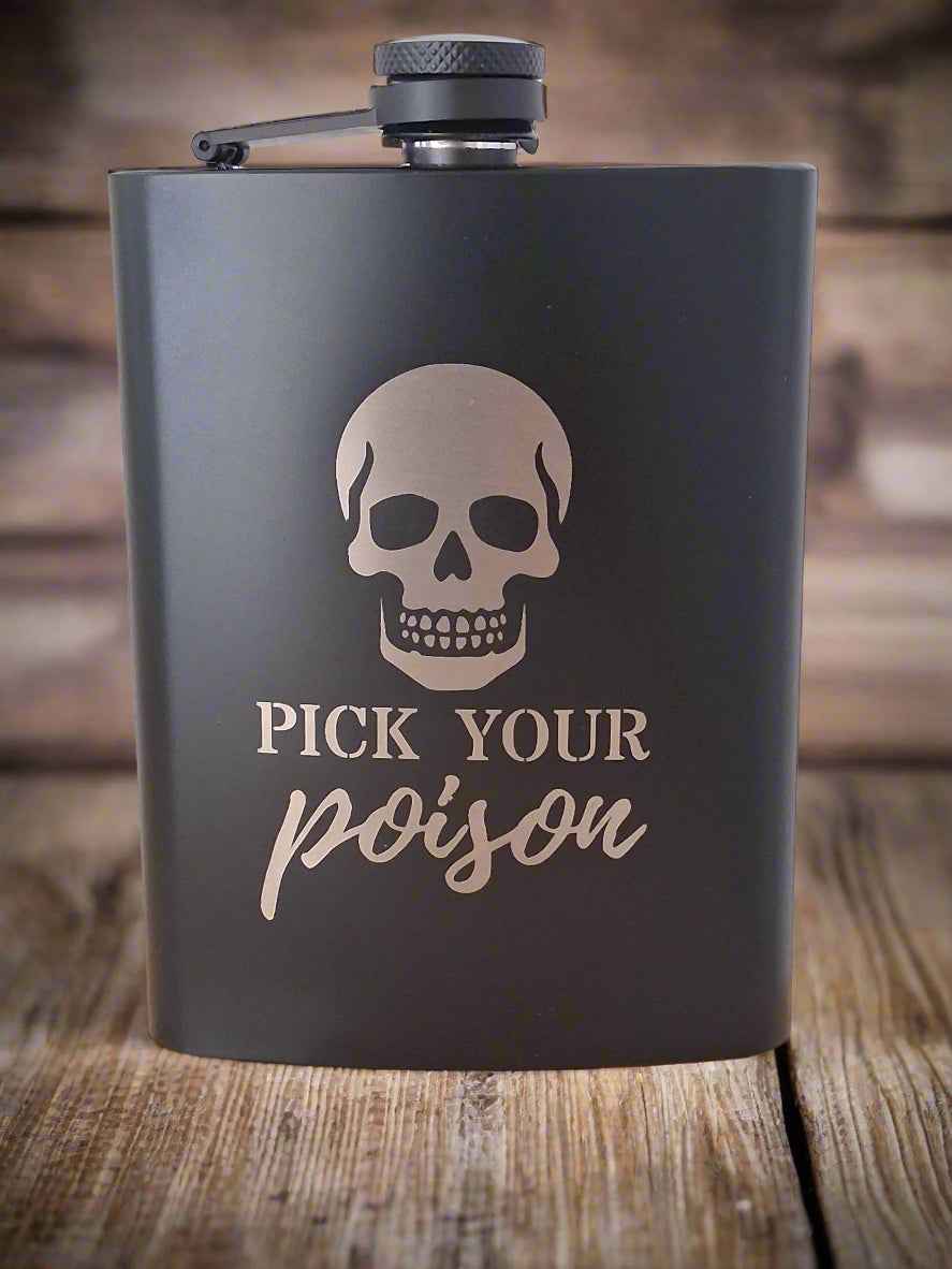 Black stainless steel custom flask