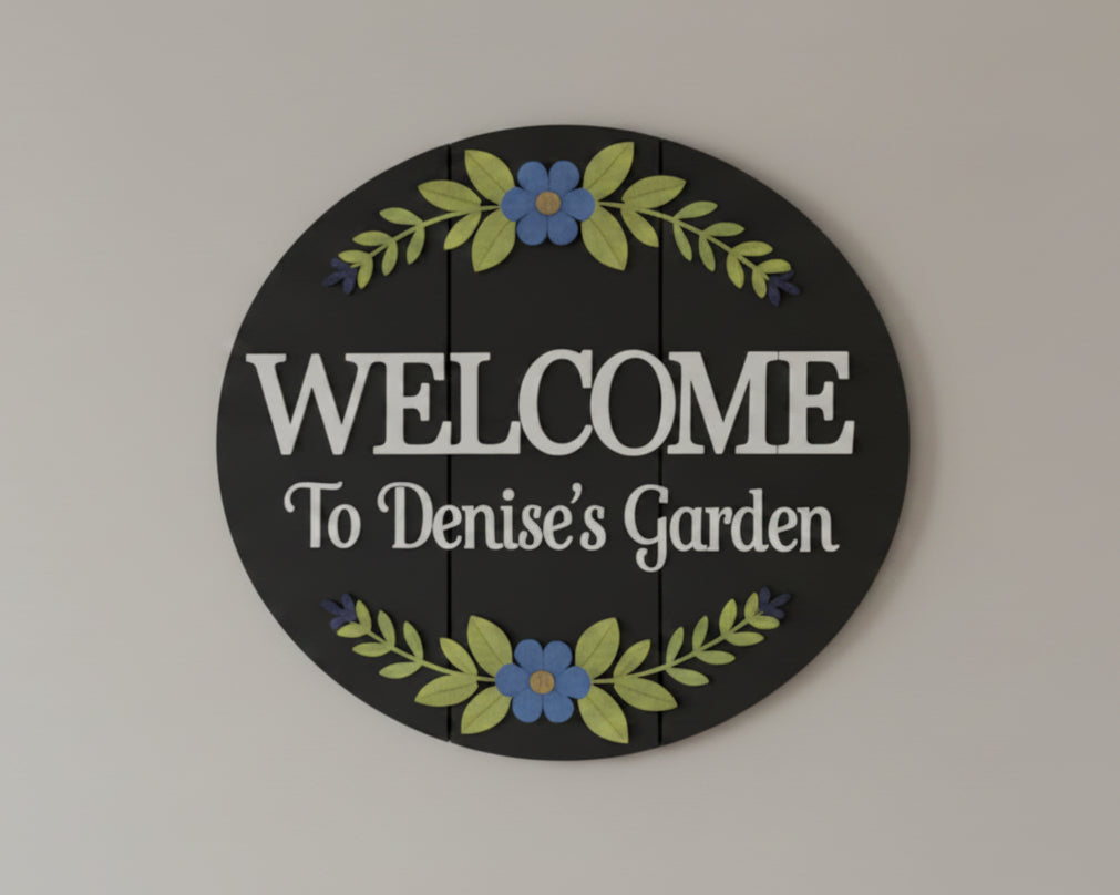Custom floral door sign