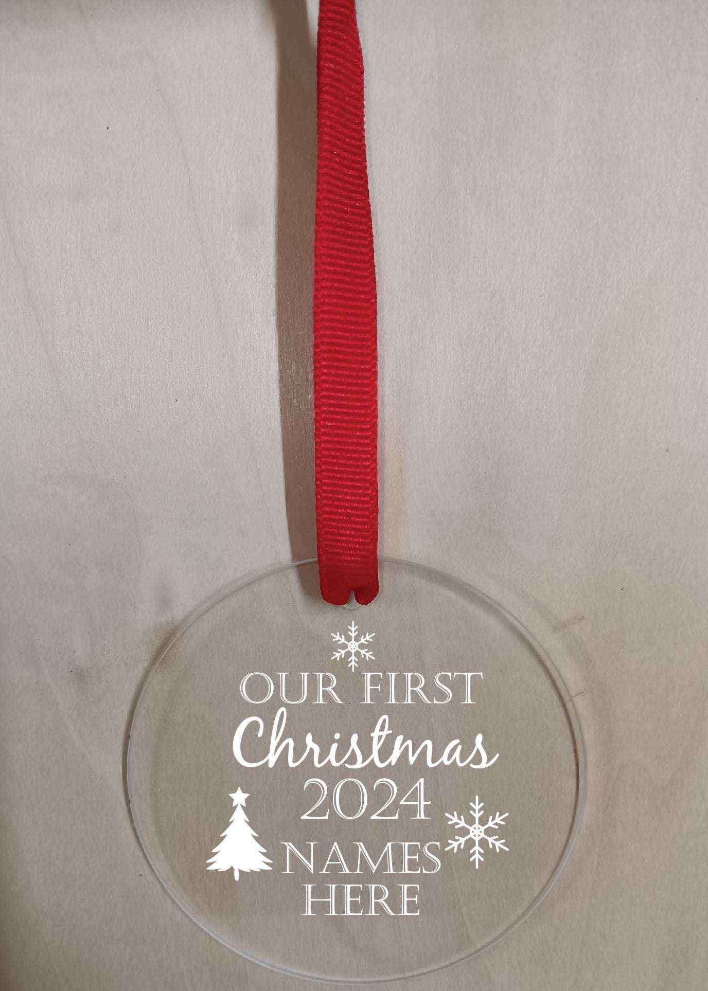 Customized Glass Ornament 2.5" with Name and Date