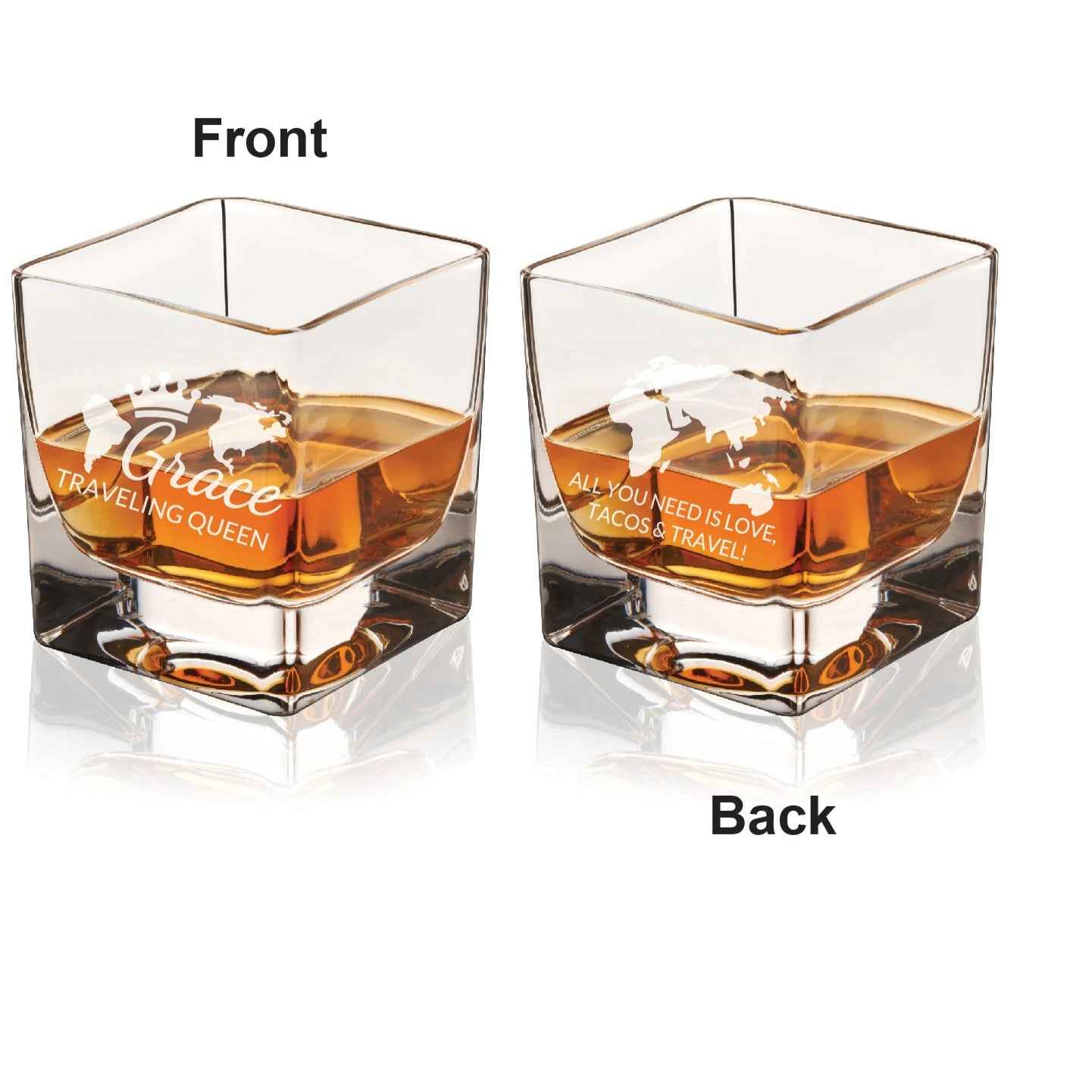 On the Rocks Glasses Set of 4 Custom Engraved Rocks Glasses with Name or Design