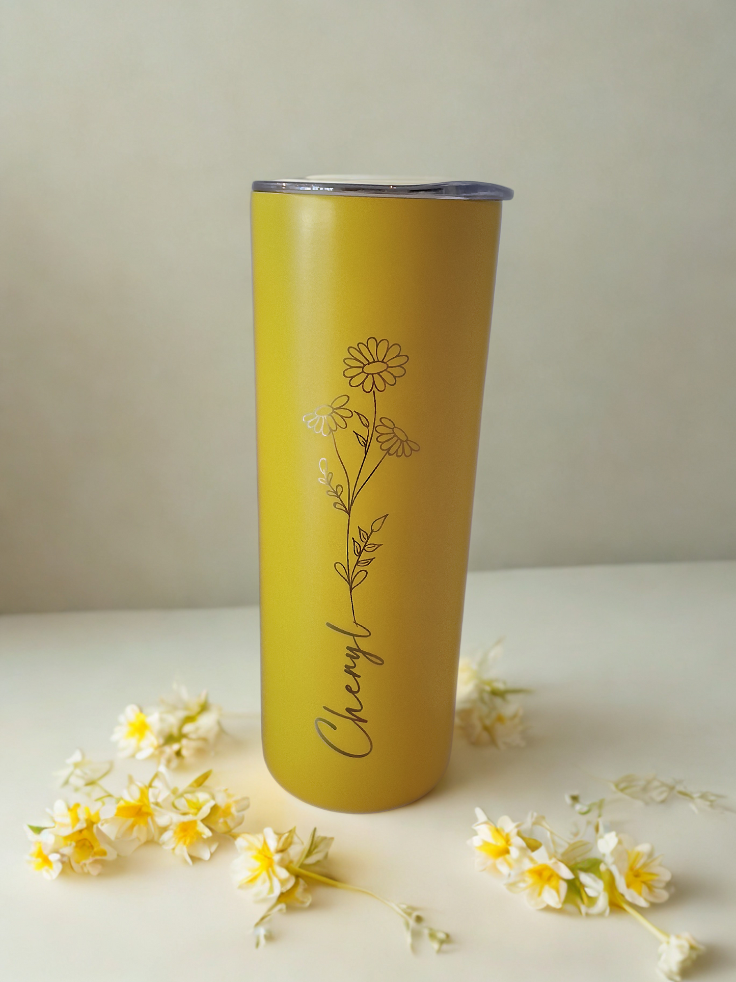 Flower and name tumbler
