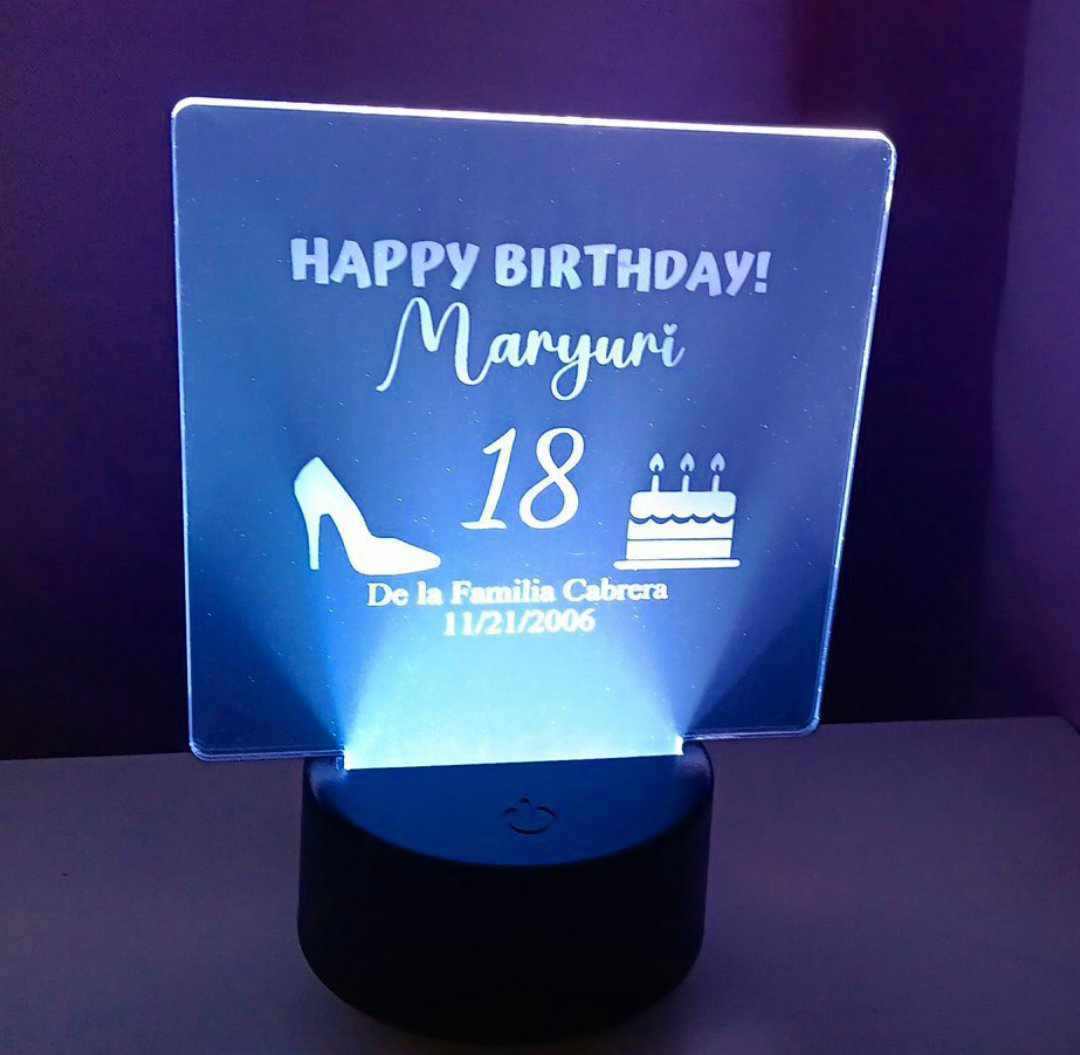Custom Acrylic LED Light with Remote - Color Changing Design & Base Decoration