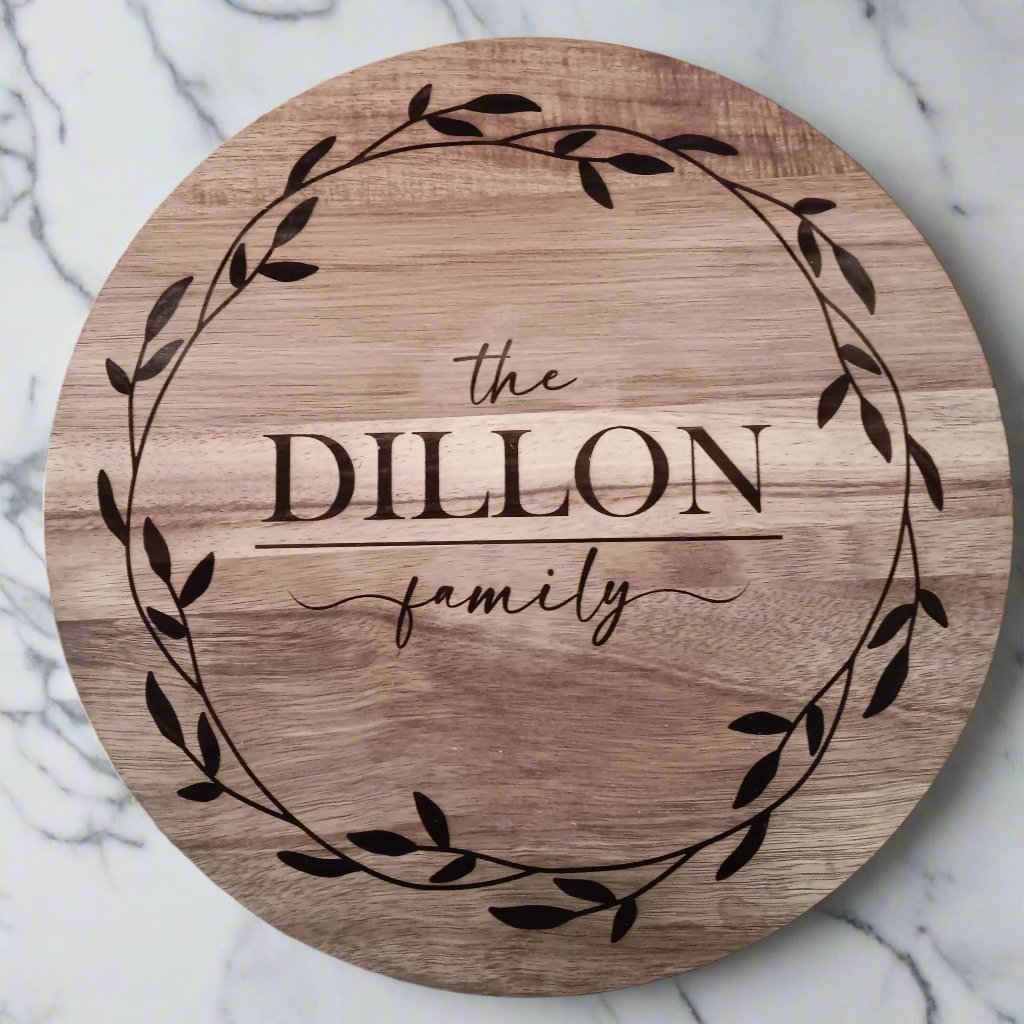 Personalized Lazy Susan - Custom Wooden Serving Tray for Entertaining