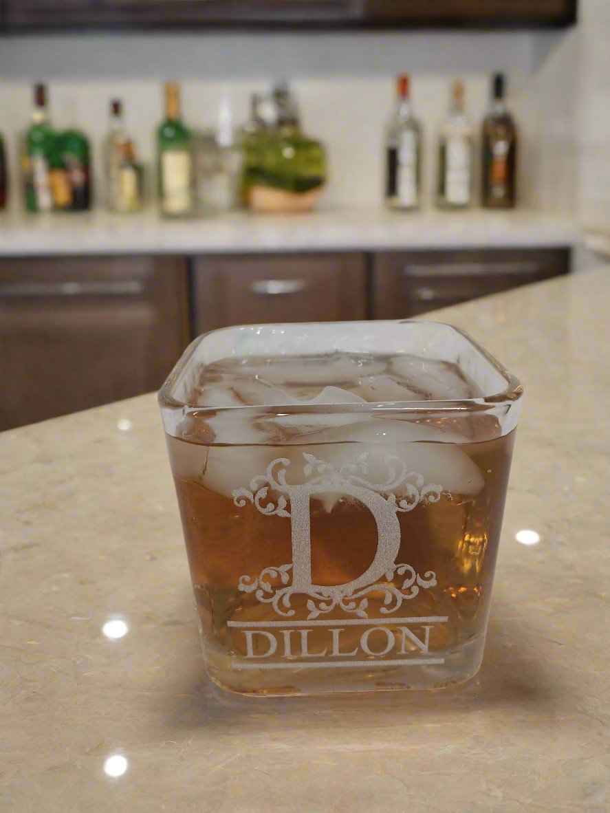 On the Rocks Glasses Set of 4 Custom Engraved Rocks Glasses with Name or Design
