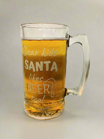 Large Engraved Glass Beer Mug