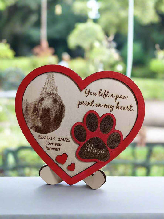 Pet Memorial Heart with Stand - Upload Your Pet's Picture