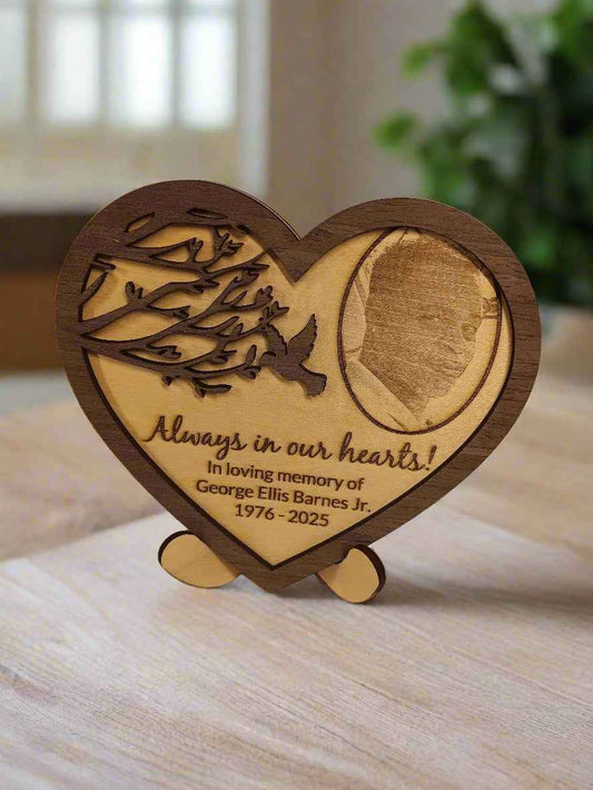 Family wood heart memorial