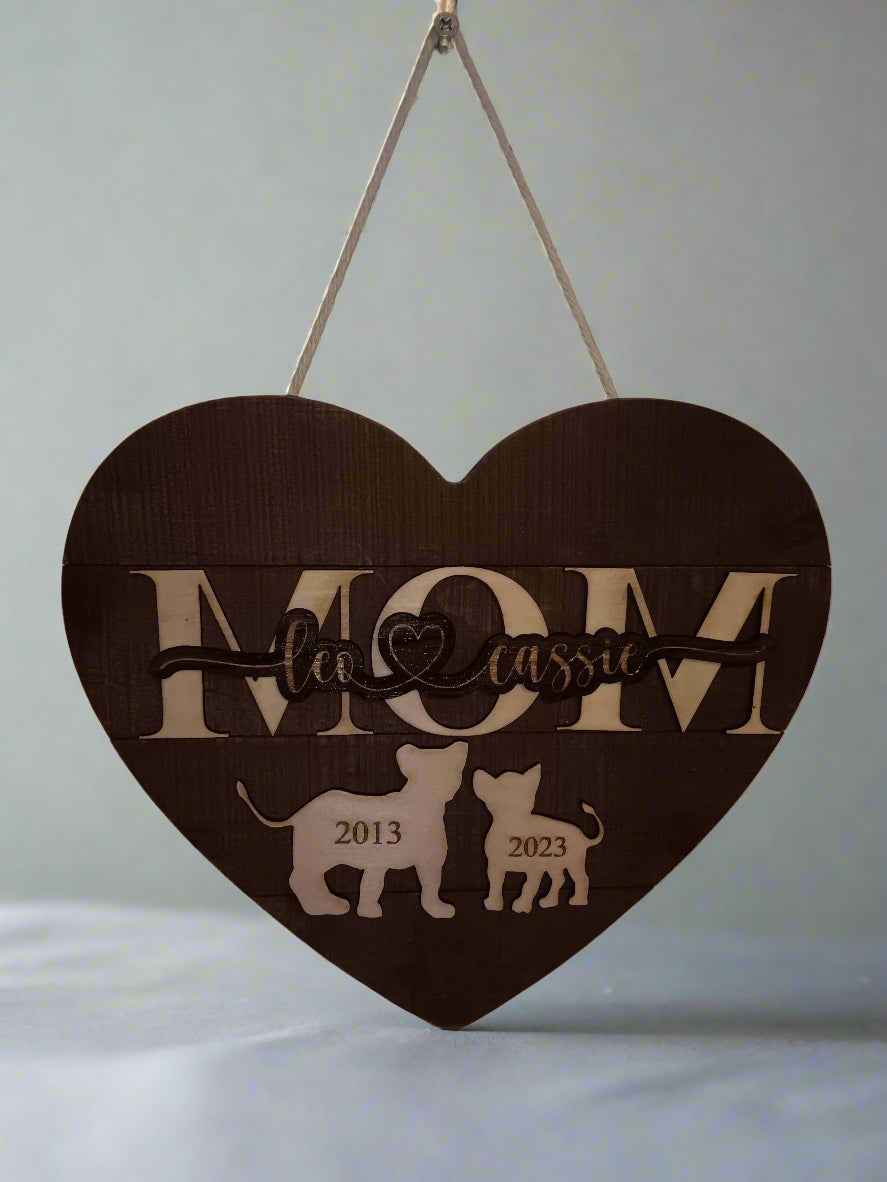 Personalized wooden heart for mom