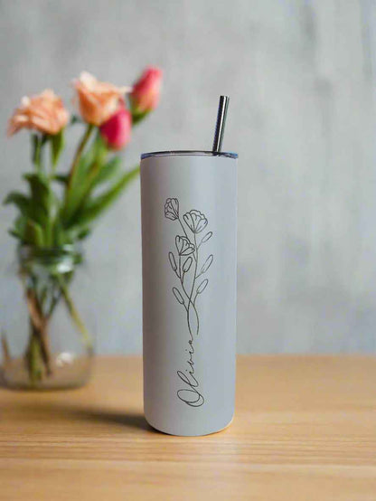 Flower and name tumbler