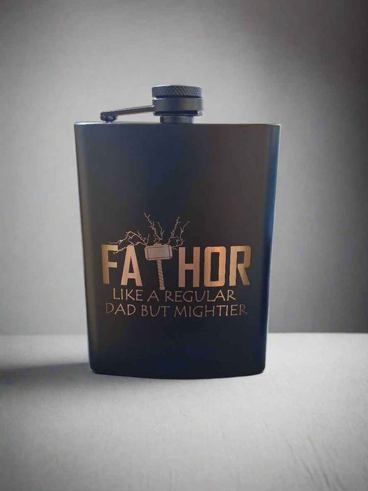 Black stainless steel custom flask