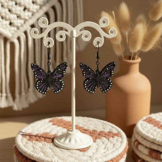 Glitter butterfly layered earrings