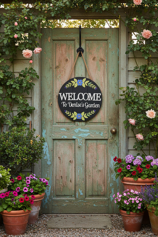 Custom floral door sign