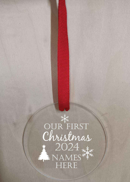 Customized Glass Ornament 2.5" with Name and Date