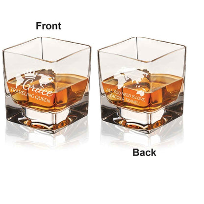 On the Rocks Glasses Set of 4 Custom Engraved Rocks Glasses with Name or Design