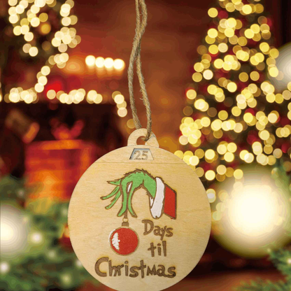 Count Down Advent Christmas Ornament - 2" or 3" Handmade and Painted Collectible Holiday Decoration