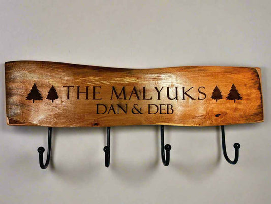 Walnut Live Edge Mug Holder Coat Rack 18x6x1/2 - FREE SHIPPING