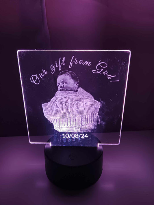 Custom Acrylic LED Light with Remote - Color Changing Design & Base Decoration