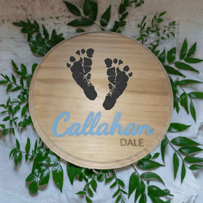 Baby Footprint Plaque 8x1/2" Customizable Keepsake for Newborn Memories Decoration