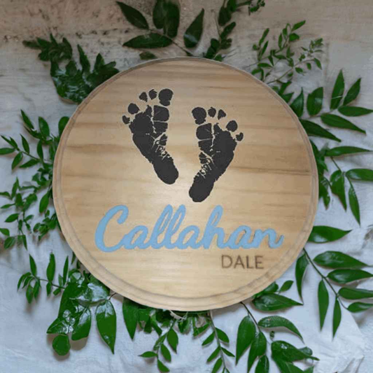 Baby Footprint Plaque 8x1/2" Customizable Keepsake for Newborn Memories Decoration