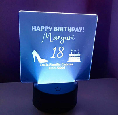Custom Acrylic LED Light with Remote - Color Changing Design & Base Decoration