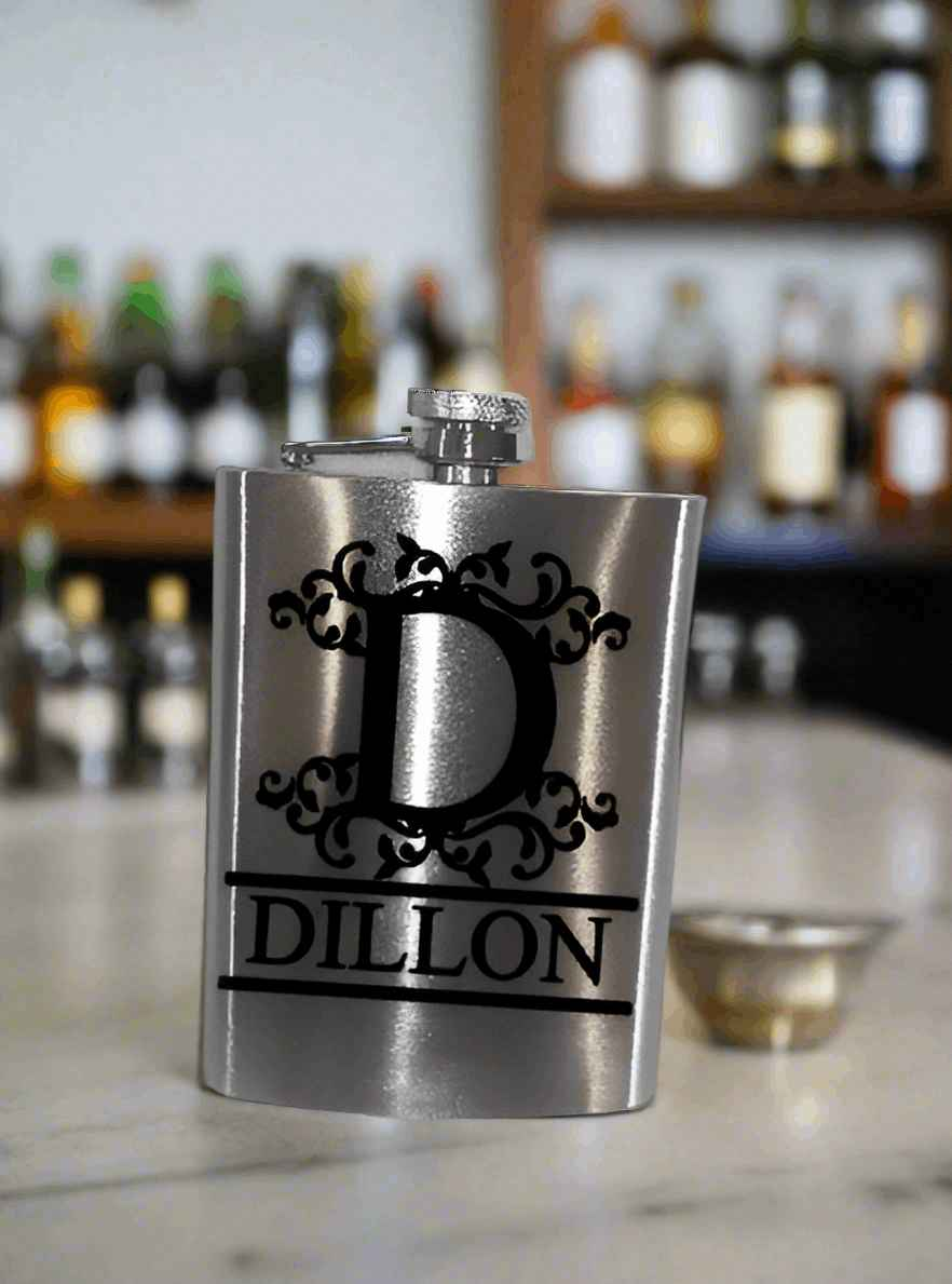 Custom Engraved Stainless Steel Flask 12oz - Personalized Name or Design