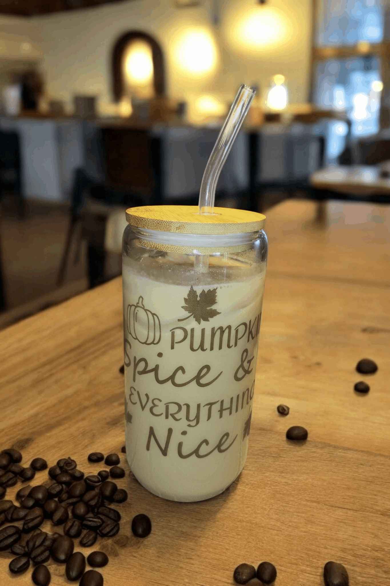 Customizable Glass Tumbler 20 oz with Bamboo Lid and Straw Options