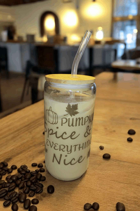 Customizable Glass Tumbler 20 oz with Bamboo Lid and Straw Options