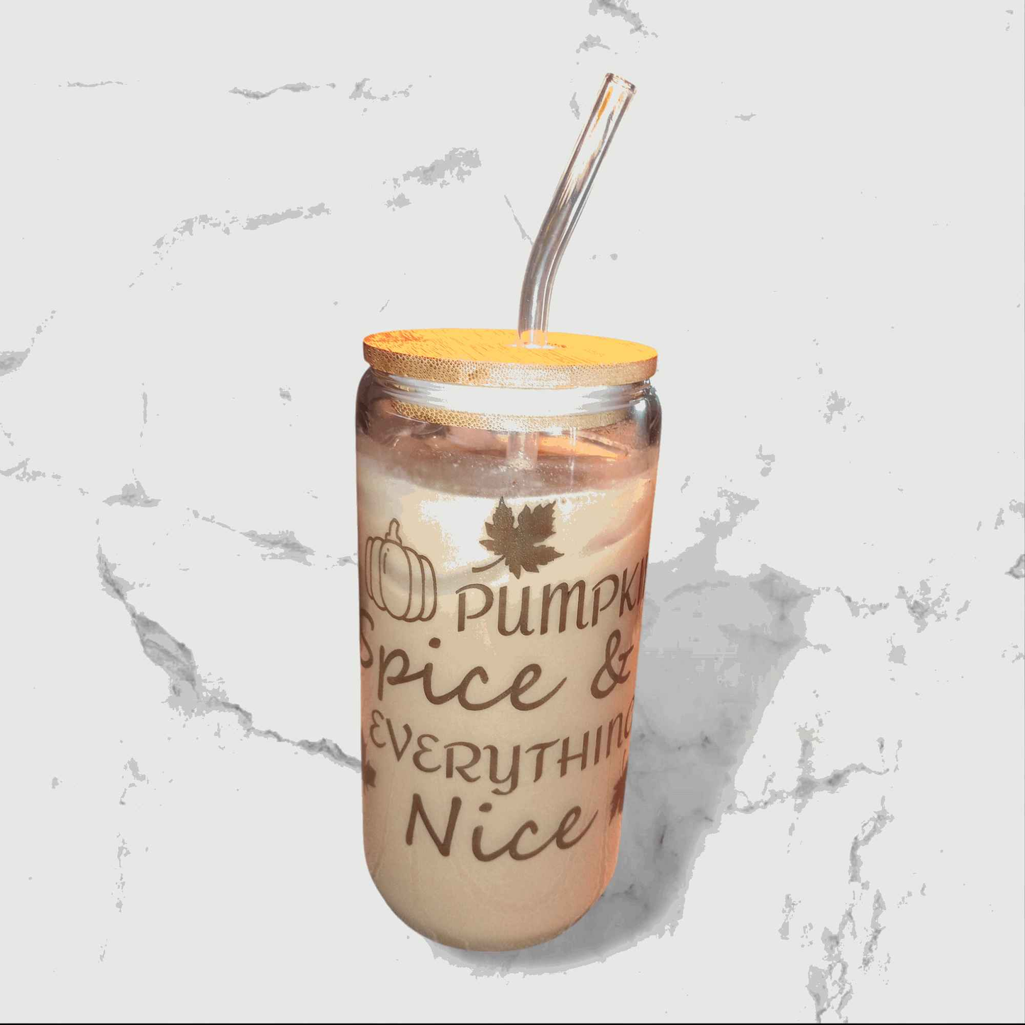 Customizable Glass Tumbler 20 oz with Bamboo Lid and Straw Options