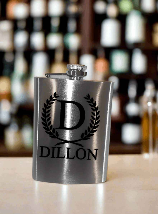 Custom Engraved Stainless Steel Flask 12oz - Personalized Name or Design