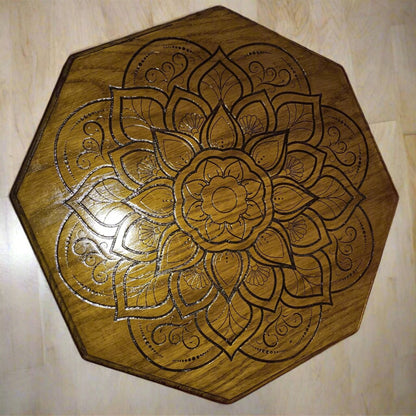 top shot of mandala table showing its beautiful intricate design