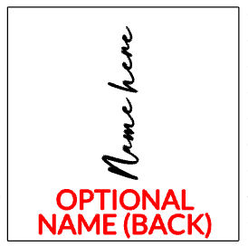 Optional name on back displaying vertically